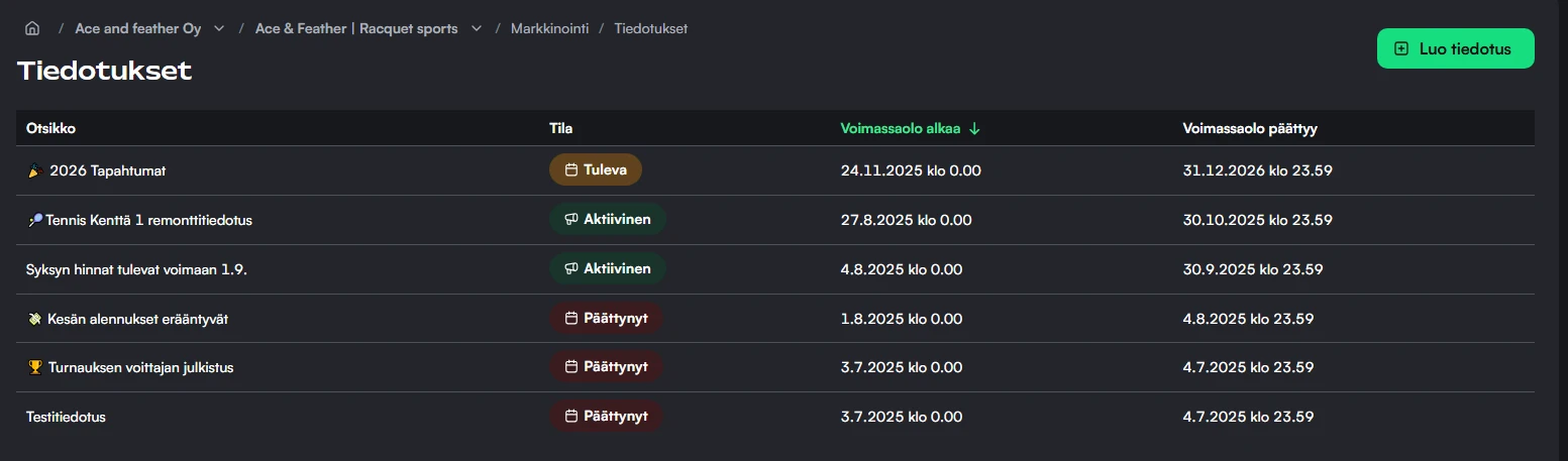 Tiedotukset